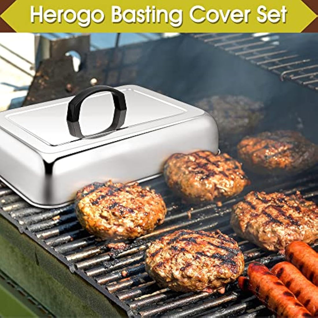 Herogo Stainless Steel Cheese Melting Dome Set – Rectangular Basting Cover