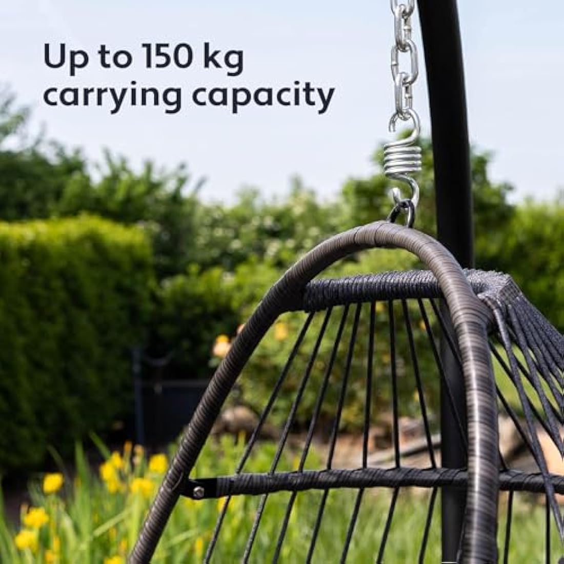 Vita5 Foldable Hanging Egg Chair with Frame | Polyrattan - Dark Grey