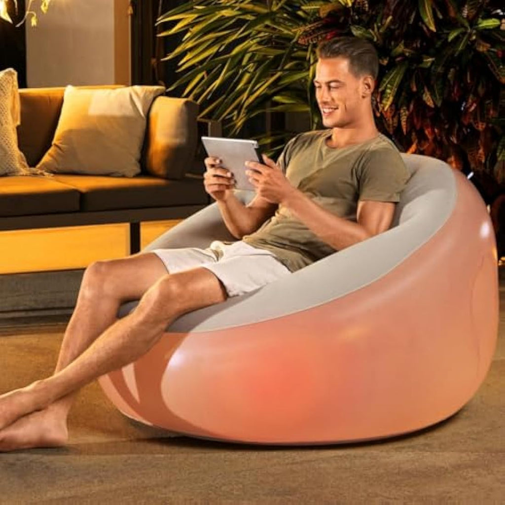 Jolof Store Inflatable Armchair with 7-Color LED Lights – Grey