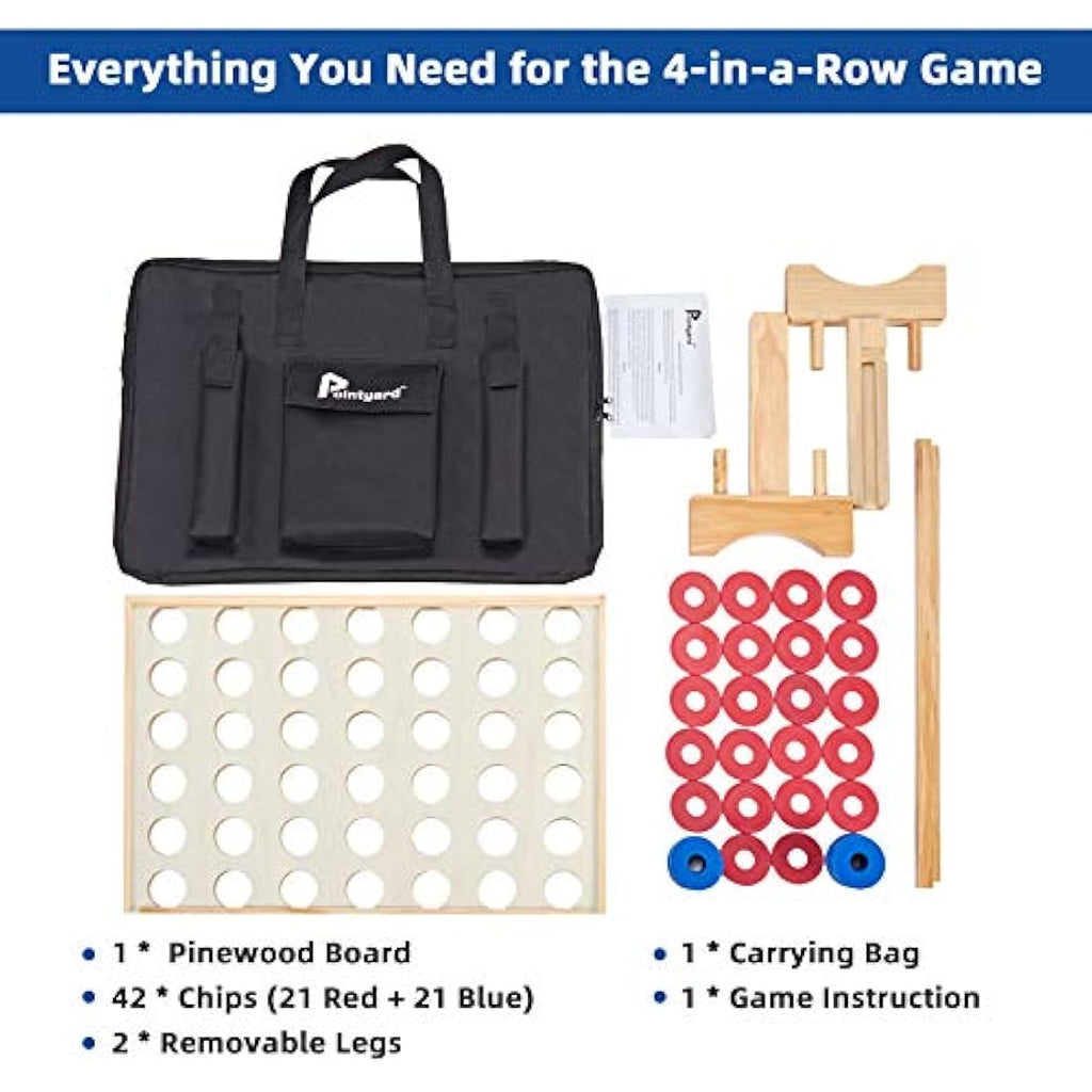 Pointyard Giant Wooden 4 in a Row Game – 26x22in Outdoor Yard Toy Set