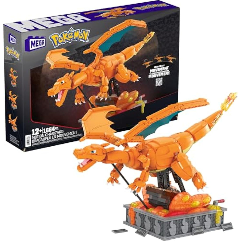 MEGA Pokémon Motion Charizard Building Set – 1664 Piece Collectible Model