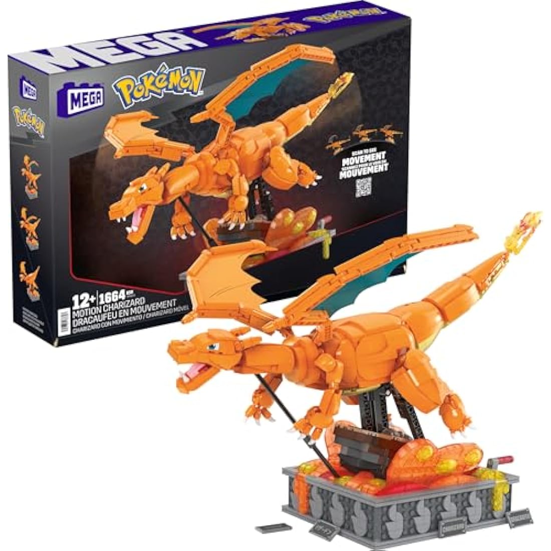 MEGA Pokémon Motion Charizard Building Set – 1664 Piece Collectible Model