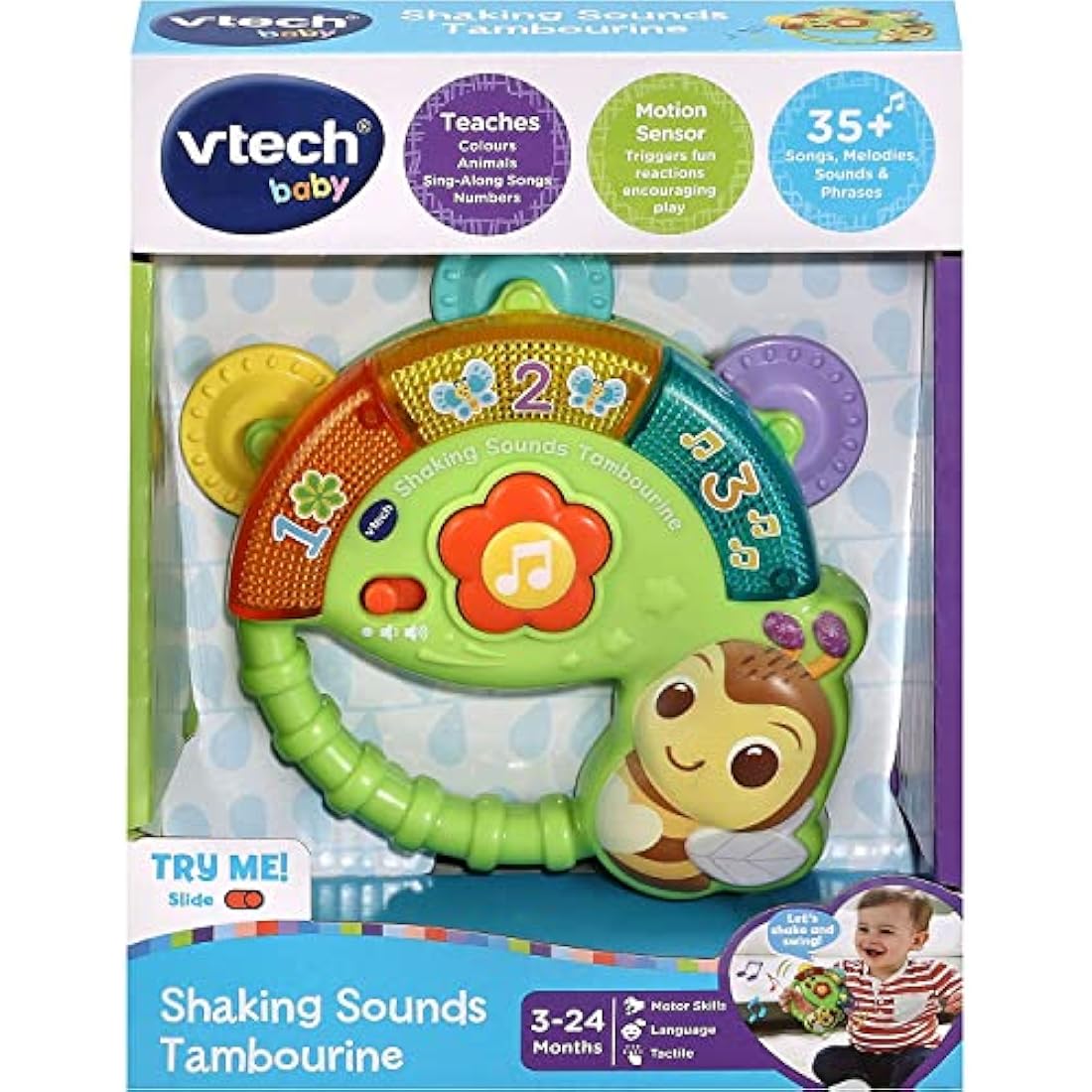 VTech Baby Shaking Sounds Tambourine – Interactive Musical Sensory Toy