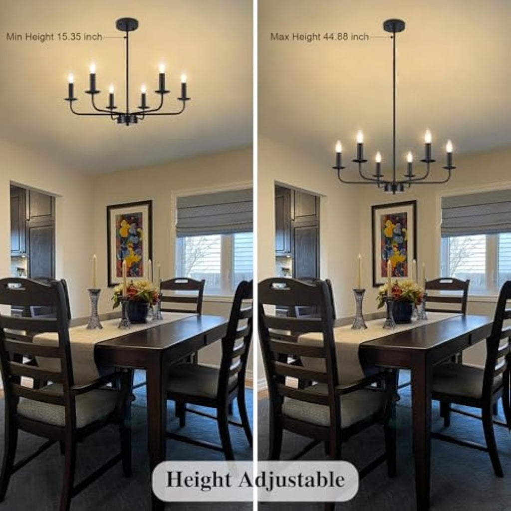 Jolof Store 6-Arm Black Chandelier – Modern Industrial Pendant Ceiling Light
