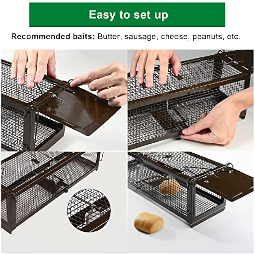 RatzFatz Humane Rat Trap – 2 Pack Two-Door Live Cage for Rodents