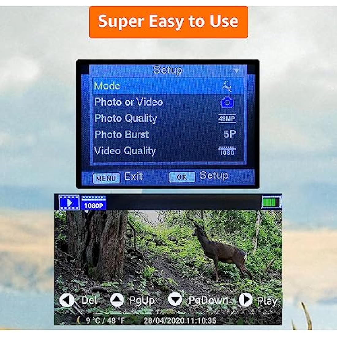 GardePro A3S Trail Camera – 64MP 1296p Wildlife Camera with Night Vision