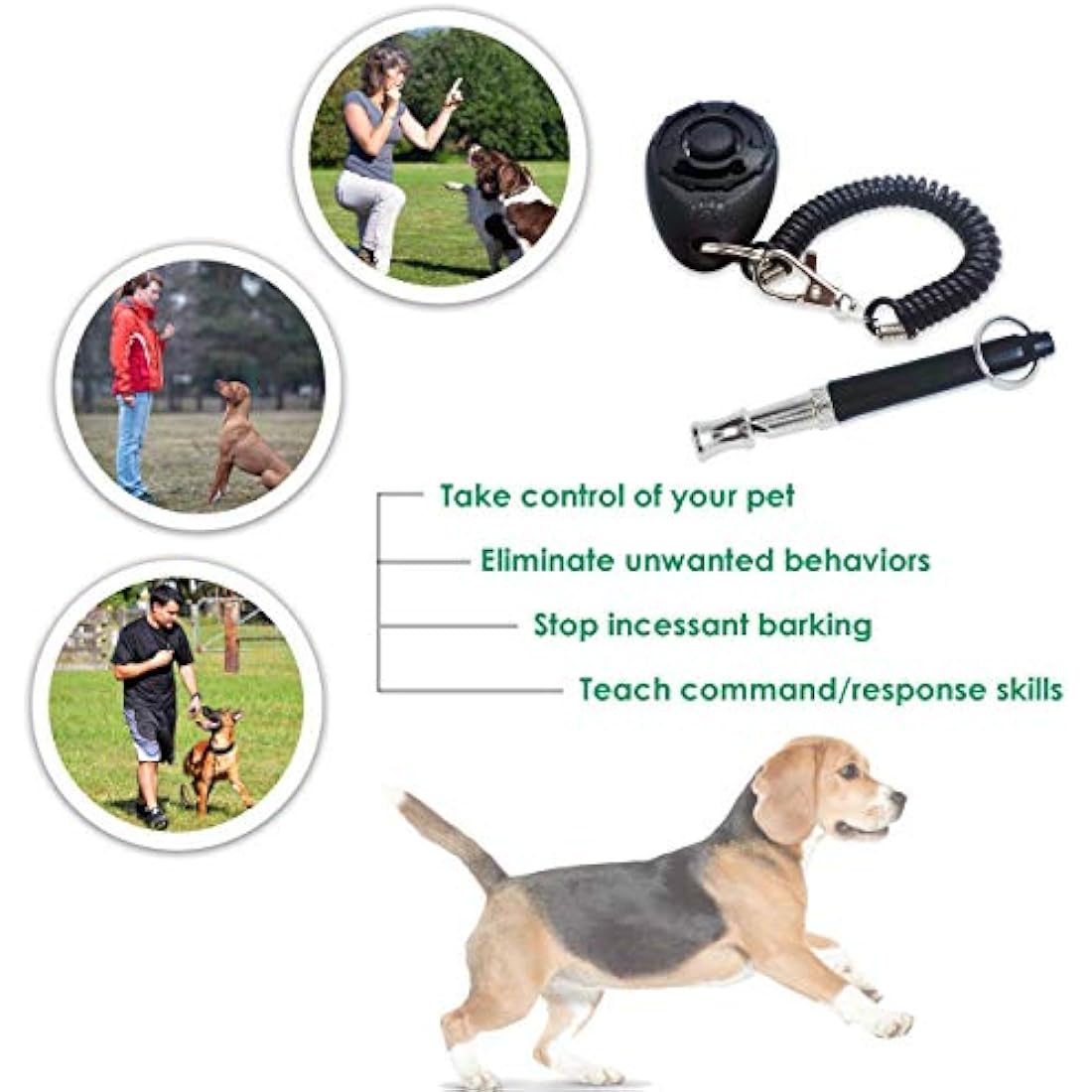 Ultrasonic Dog Whistle and Clicker Set for Training & Recall