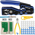 CHZHLM RJ45 Pass Through Crimp Tool Kit with Cat6 Connectors & Tester