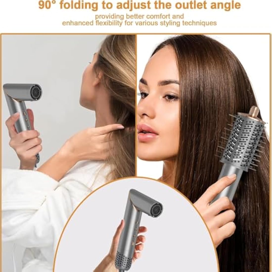 Dryhsip 8-in-1 Air Hair Styler | Foldable Ionic Blow Dry Brush & Curler