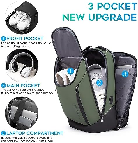 BANGE Business Smart Laptop Backpack | Waterproof 15.6 Inch with USB Port