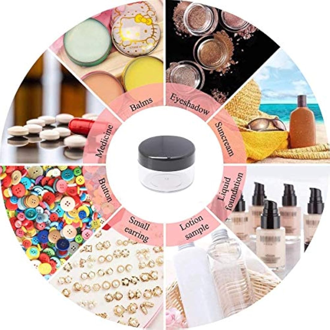 kuou 10-Pack 15ml Empty Plastic Cosmetic Jars with Lids and Spatulas