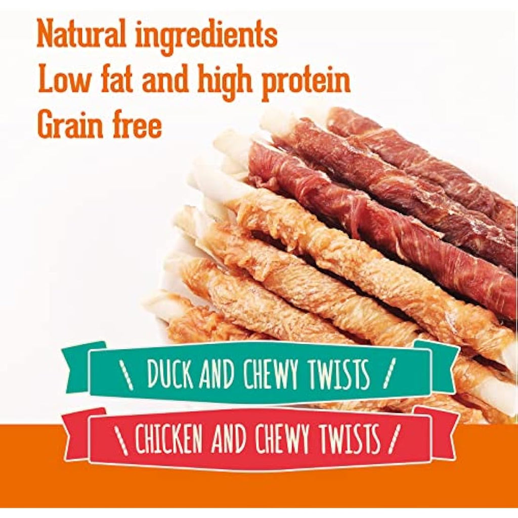 Pack'n Pride Chicken & Duck Rawhide Twists - 20 Pack Dog Chews
