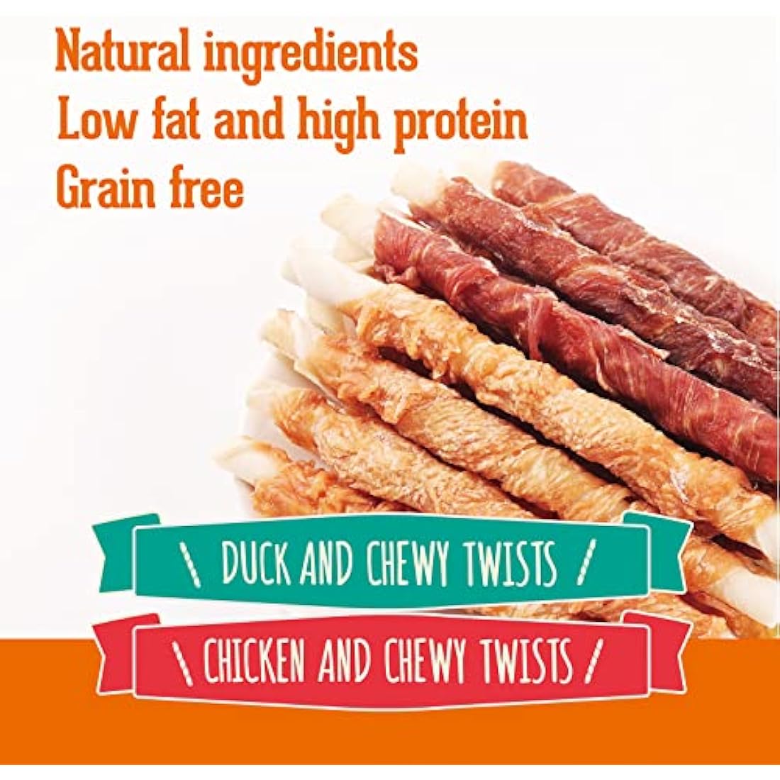 Pack'n Pride Chicken & Duck Rawhide Twists - 20 Pack Dog Chews