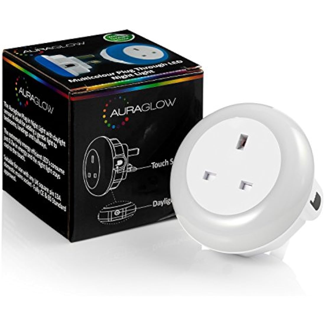 Auraglow LED Night Light | Plug Through Dusk Till Dawn Sensor - 3 Colour
