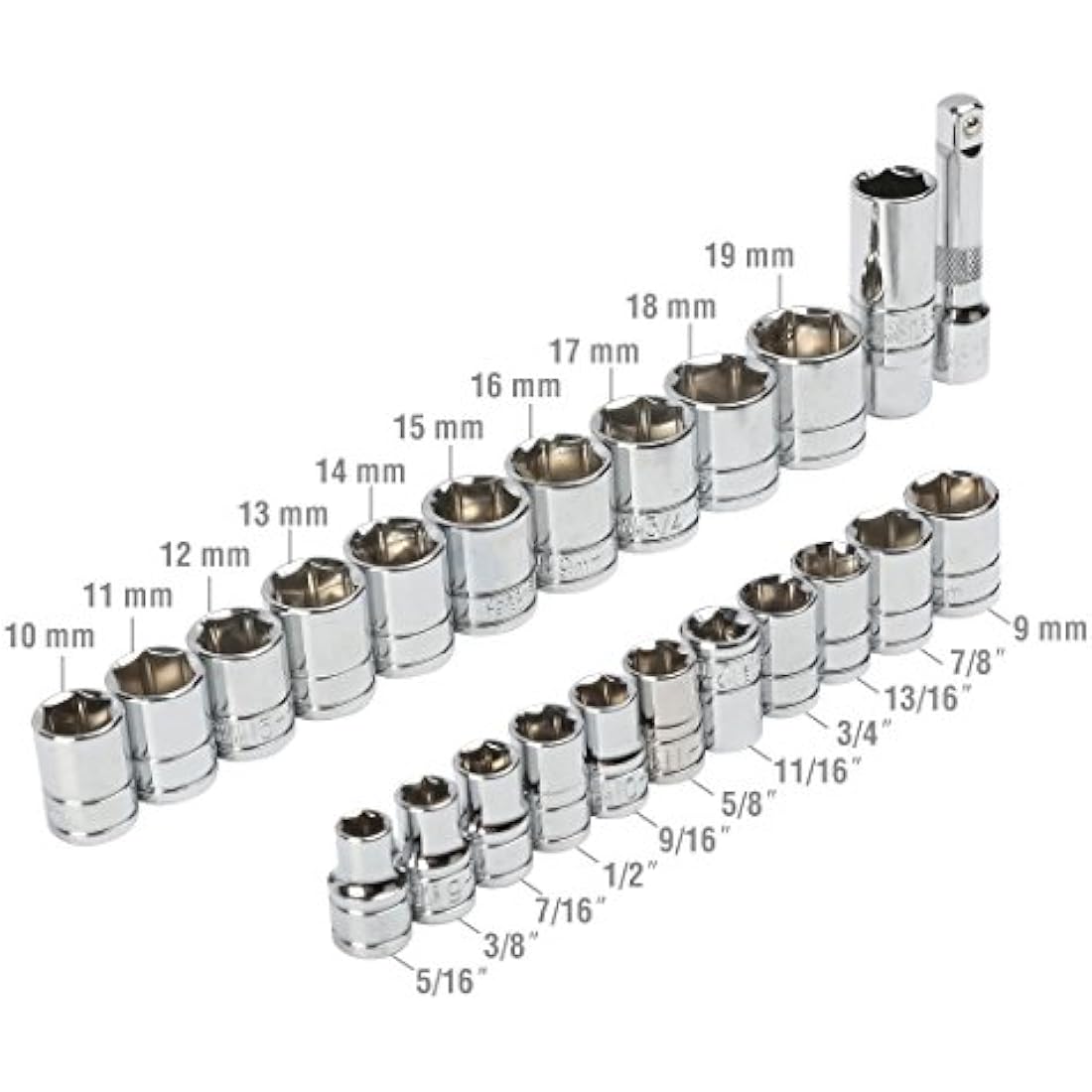 WORKPRO 24-Piece Socket Set | 3/8" Drive Metric & SAE Ratchet Wrench Kit