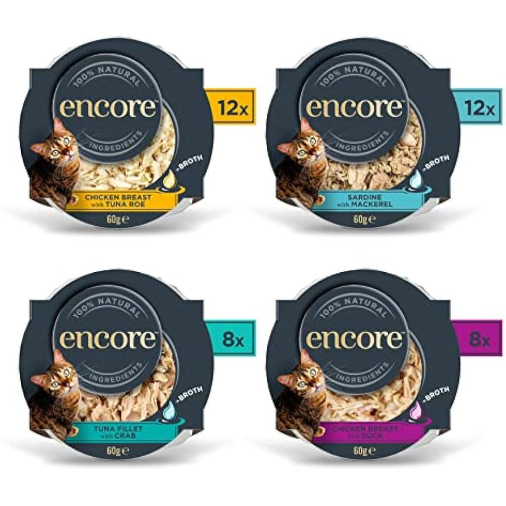 Encore Natural Wet Cat Food Multipack – Fish & Chicken in Broth (40 x 60g)