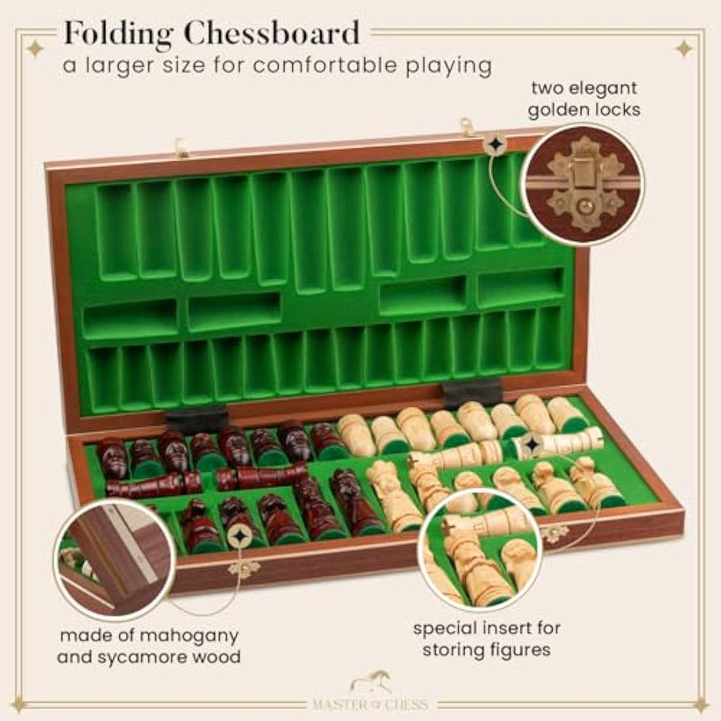 Jolof Store Castle Deluxe XL Wooden Chess Set – Handmade 22 Inch Board