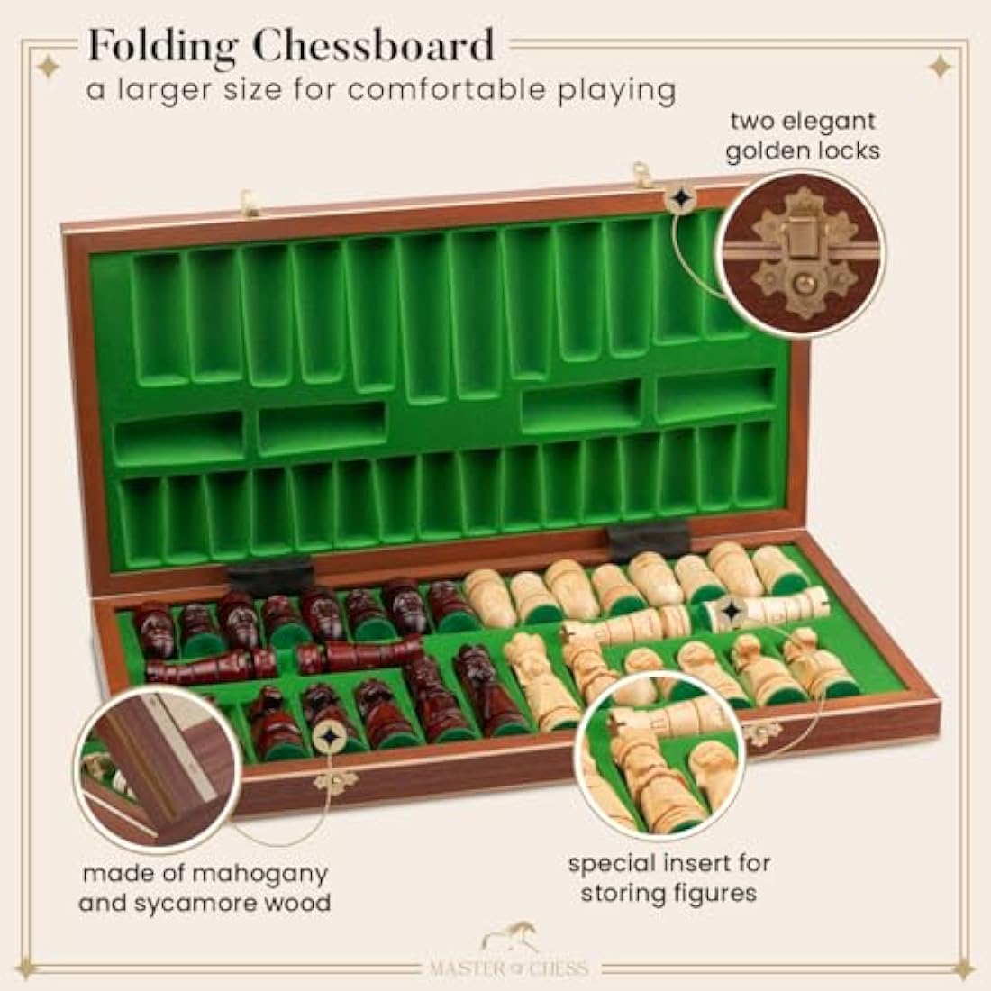 Jolof Store Castle Deluxe XL Wooden Chess Set – Handmade 22 Inch Board