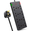 EXTRASTAR 8 Way Extension Lead with Surge Protection - 2m Black