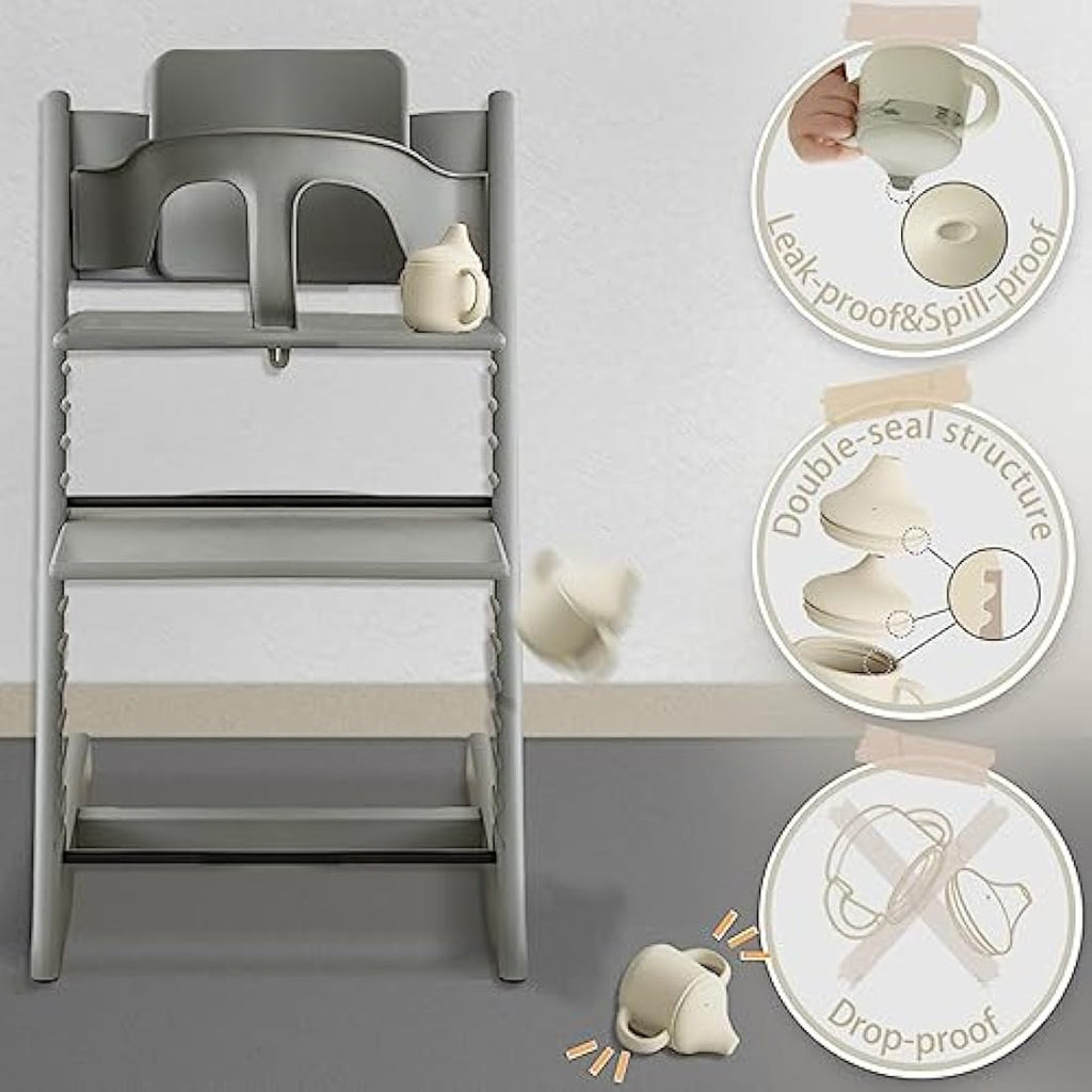 Moonkie Silicone Baby Sippy Cup | 3-Stage Transition Straw Cup - Ivory