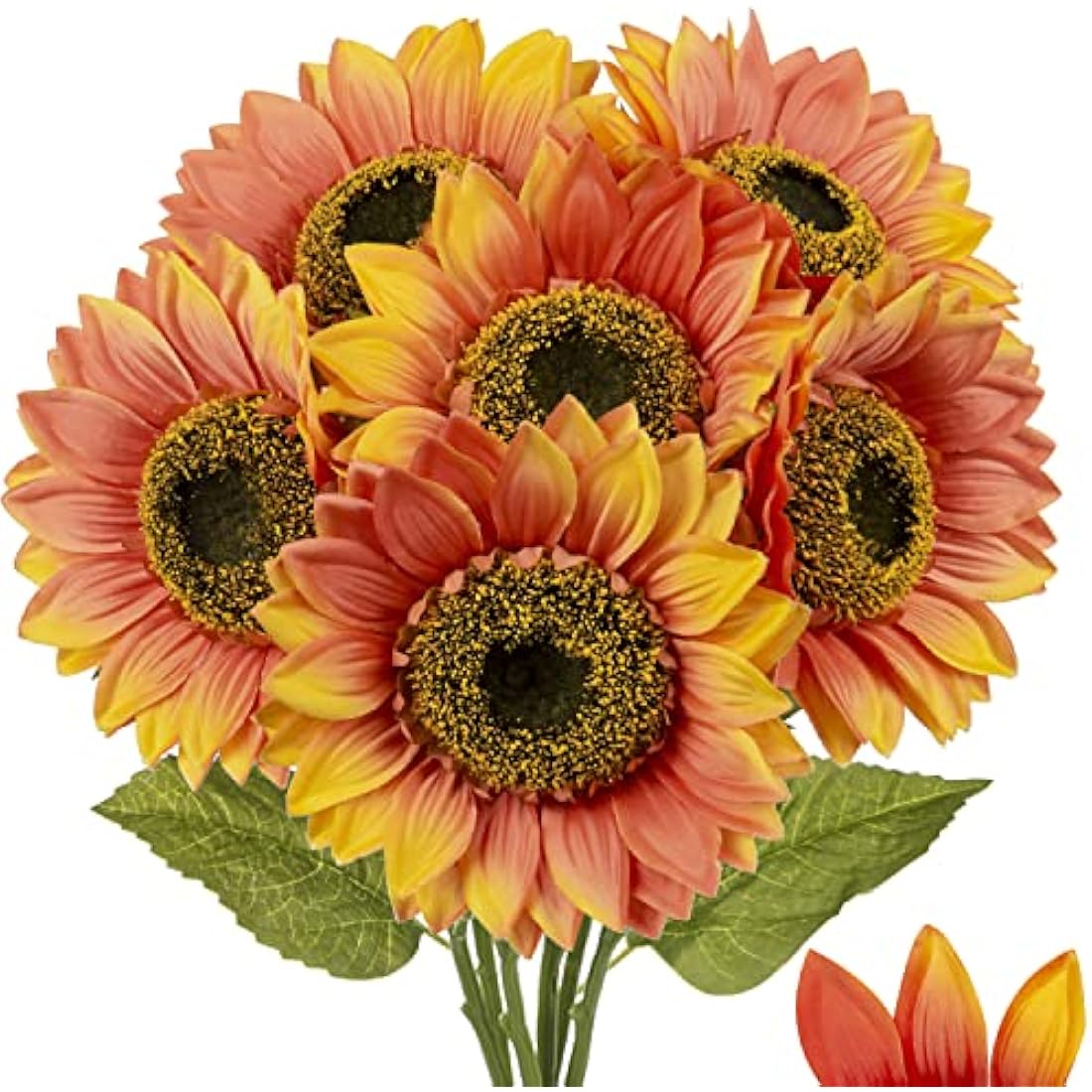 Briful 6-Pack Large Silk Sunflowers | 33" Tall Faux Floral Arrangement