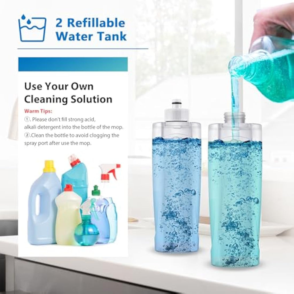 MEXERRIS Spray Mop for Floor Cleaning | 2 Bottles & 4 Microfiber Pads