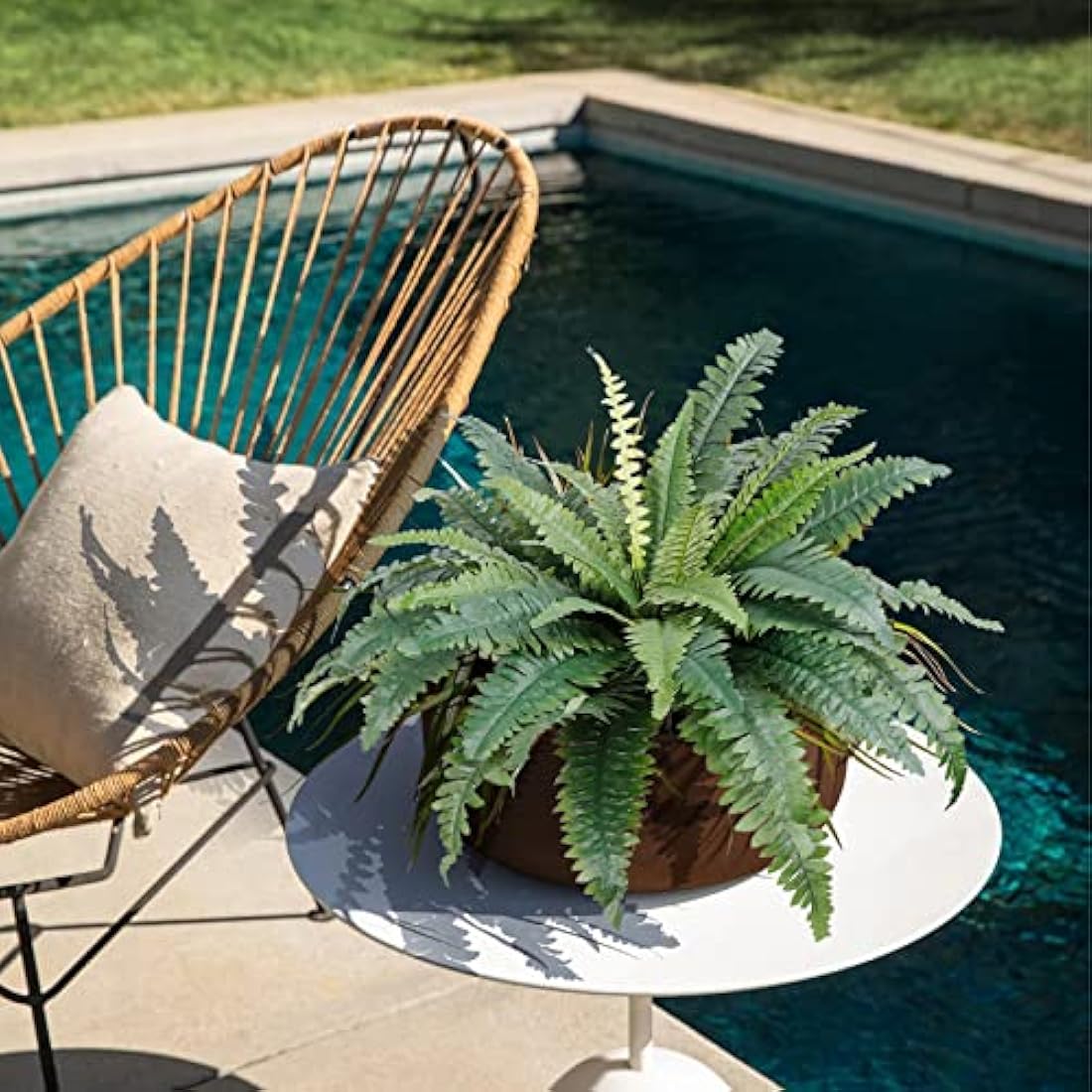 LOMOHOO Large Artificial Boston Ferns - 4 Pack UV Resistant Faux Plants