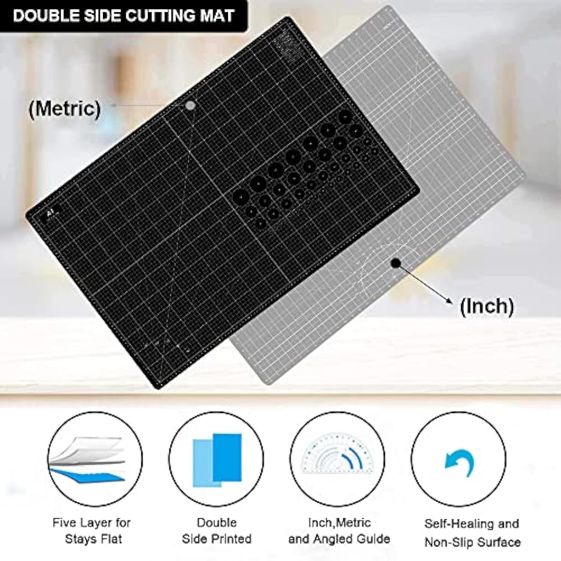 Headley Tools Self Healing Cutting Mat – 24x36 Inch 5-Ply Sewing Board