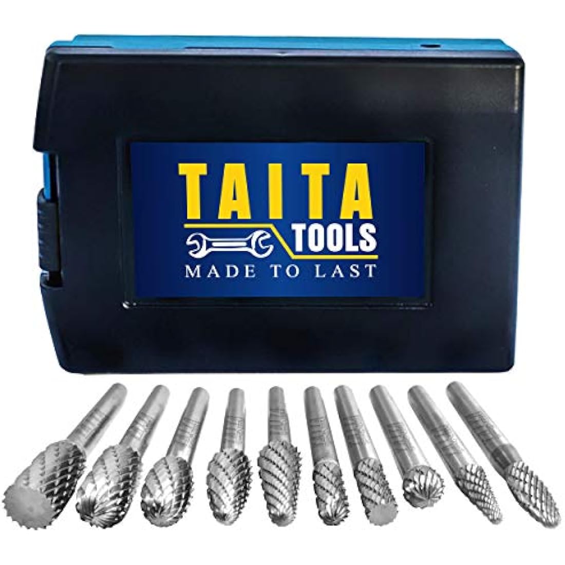 TaitaTools 10pc Carbide Burr Set | 1/4" Shank Double Cut Tungsten Rotary Bits