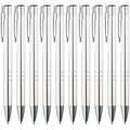 GIMEI Metal Ballpoint Pen Pack of 50 – Ergonomic Blue Ink Pens, White