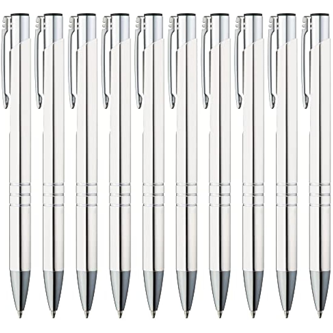 GIMEI Metal Ballpoint Pen Pack of 50 – Ergonomic Blue Ink Pens, White