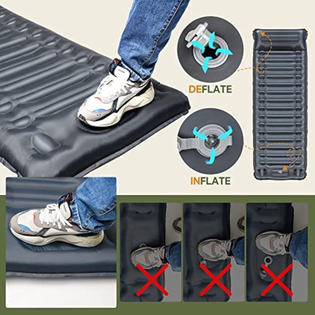 BLUEVER 14cm Self-Inflating Camping Mattress | Waterproof Sleeping Pad