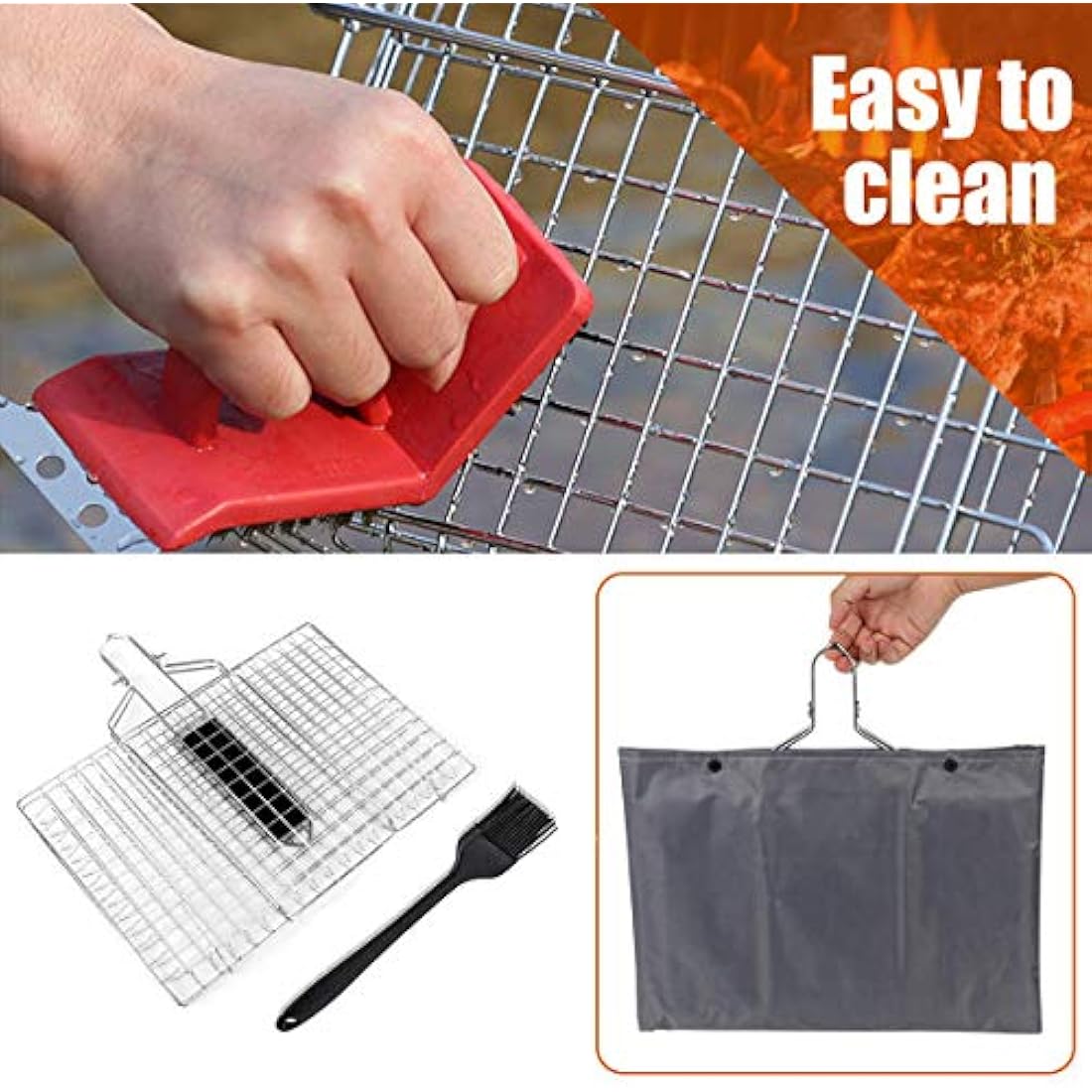 Pecco Stainless Steel BBQ Grill Basket with Detachable Handle | 32x22cm
