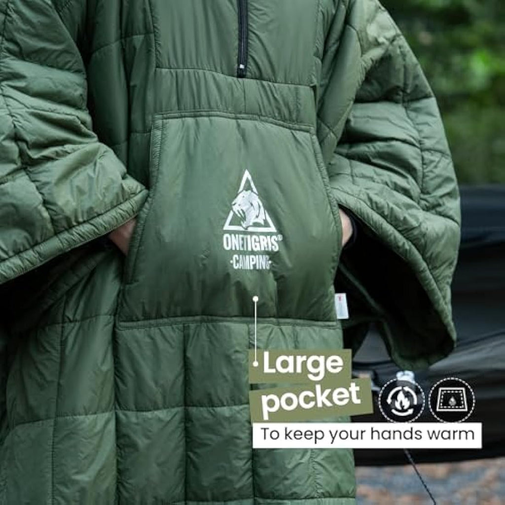 OneTigris Wearable Camping Blanket Poncho | 3M Thinsulate Insulation