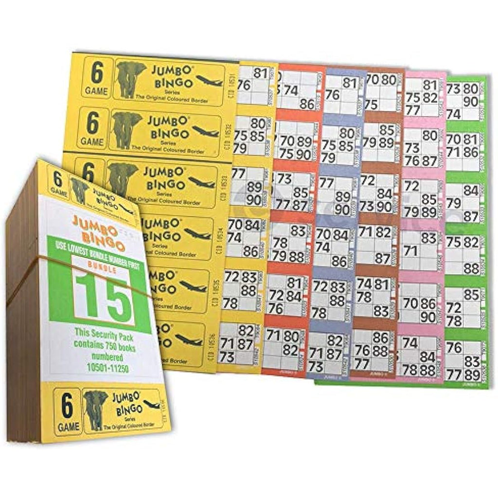 Jumbo Bingo Tickets – Jolof Store 750 Books 6-Page Game Strips