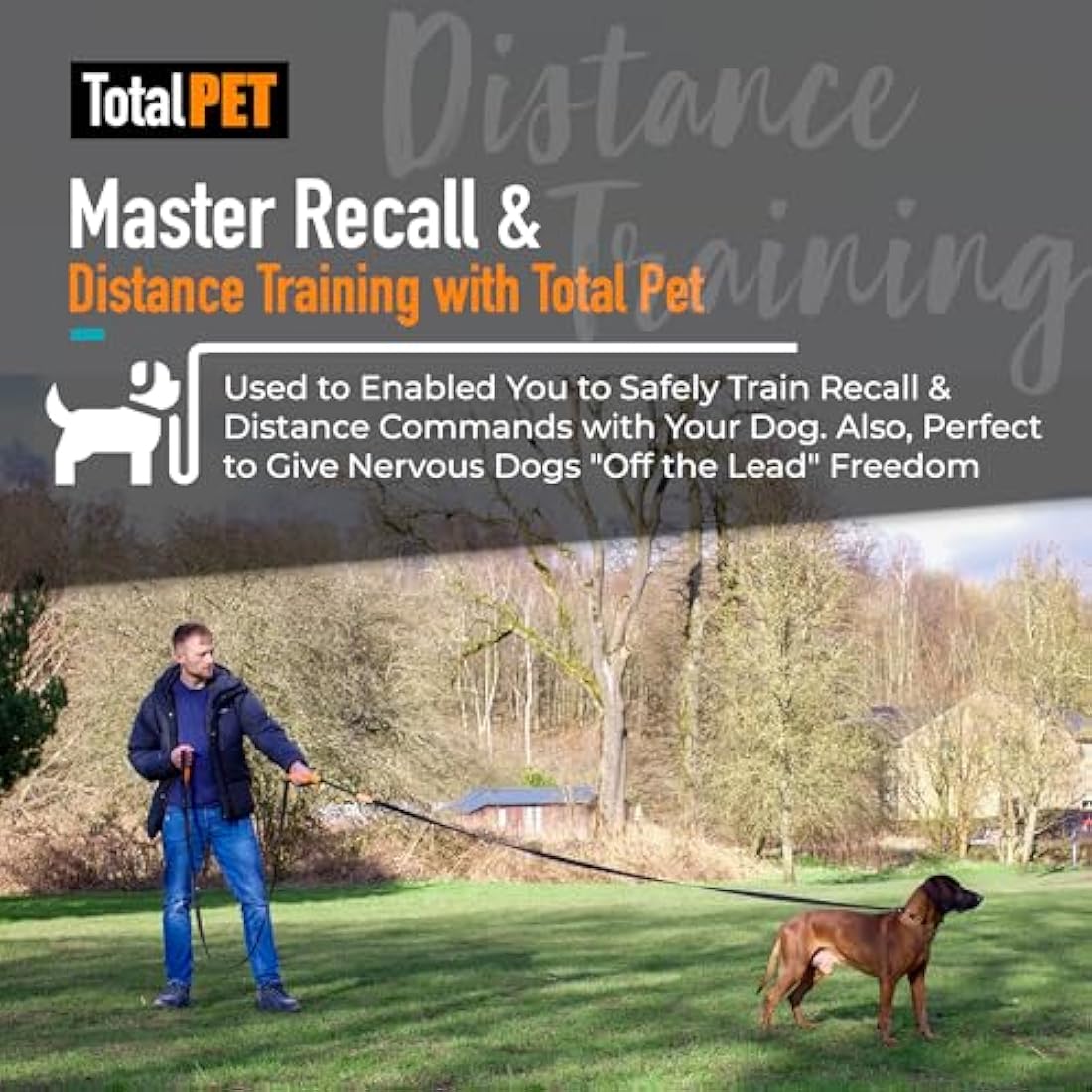 Total Pet 15m Dog Training Lead | Long Line Nylon Recall Leash