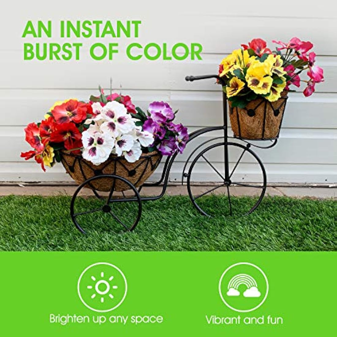 Garden 365 Artificial Pansy Flowers – UV Resistant Faux Plants, 5 Pack Red