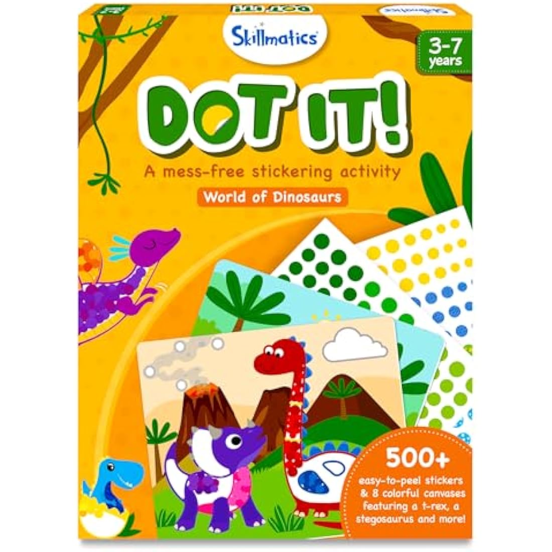 Skillmatics Dot It Dinosaur Sticker Art Kit – Mess-Free DIY Craft for Kids