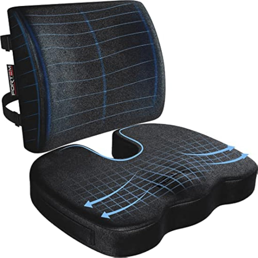 Jolof Store Memory Foam Lumbar Support Pillow and Seat Cushion Set