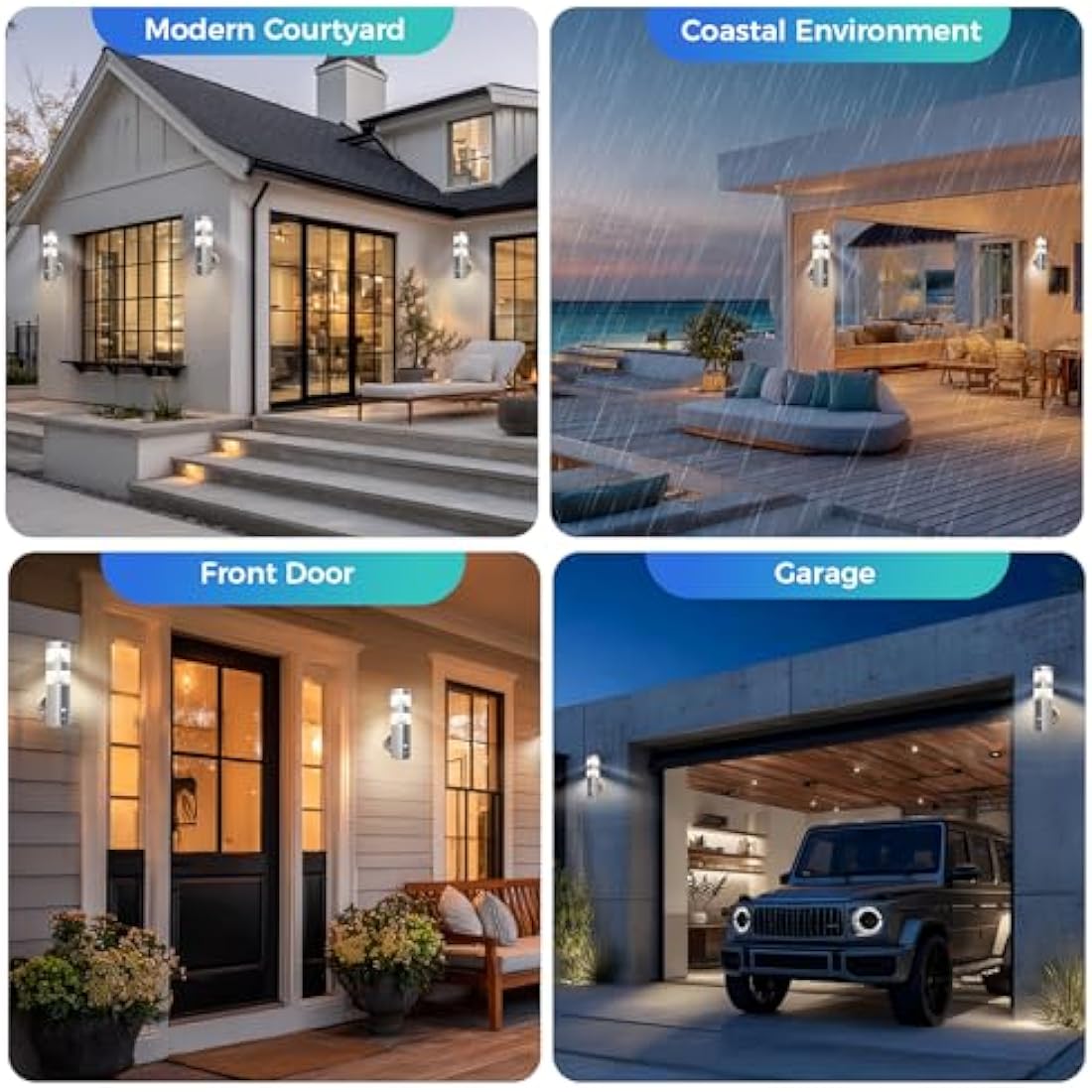 NBHANYUAN LED Outdoor Wall Light | SUS316 Stainless Steel PIR Sensor Lamp