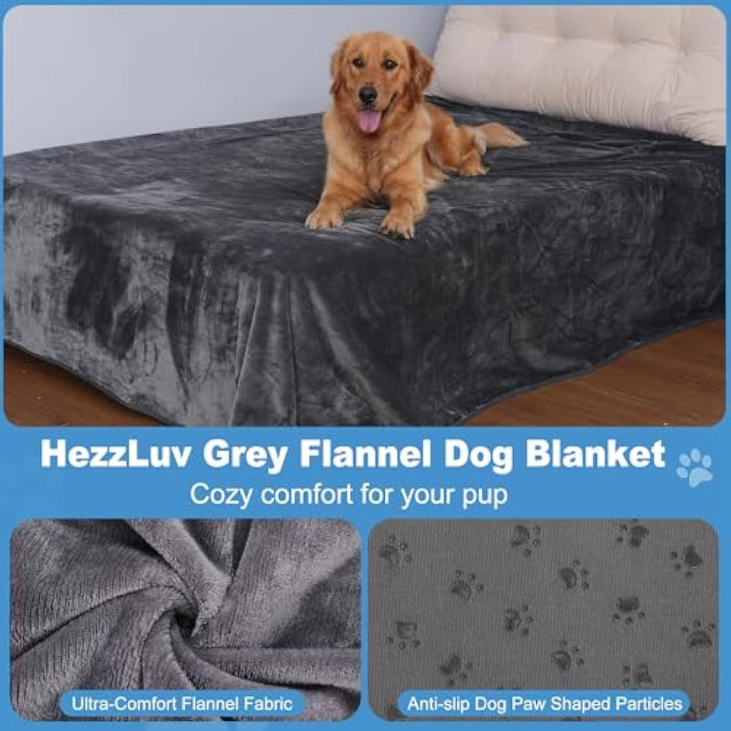 HezzLuv Waterproof Dog Blanket – Washable Flannel Furniture Protector