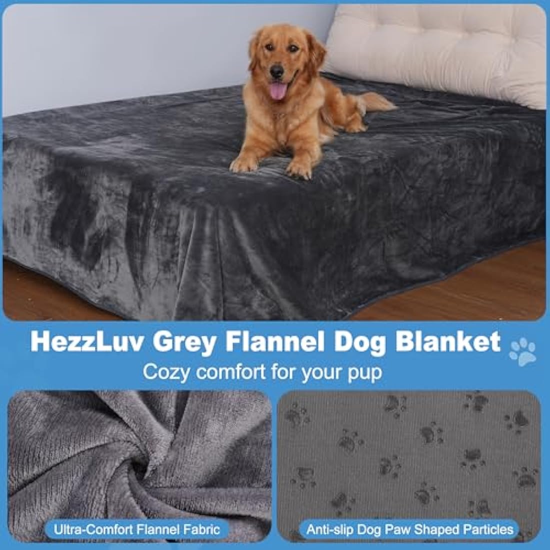 HezzLuv Waterproof Dog Blanket – Washable Flannel Furniture Protector
