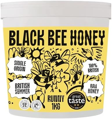 Black Bee Honey – Pure British Summer Floral Honey, Unprocessed, 1kg