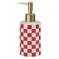 Jolof Store Checkered Ceramic Soap Dispenser | Red & White Gold Matte Pump