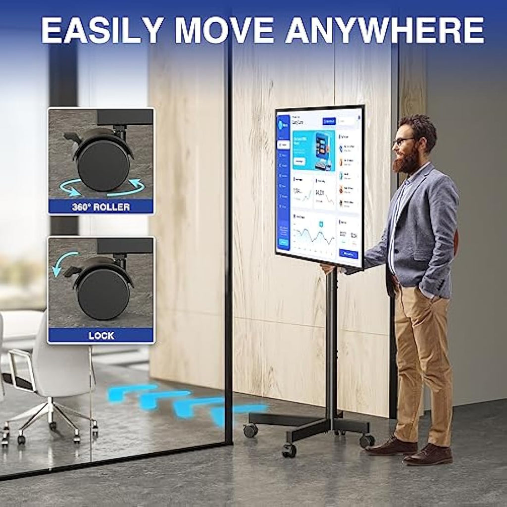 RFIVER Mobile TV Stand | Rolling TV Cart for 23-65 Inch Screens