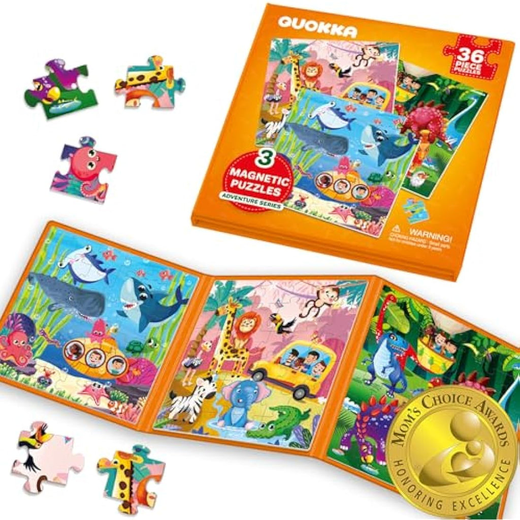 QUOKKA Magnetic Animal Puzzles - 36pc Travel Toy for Kids Ages 3-5