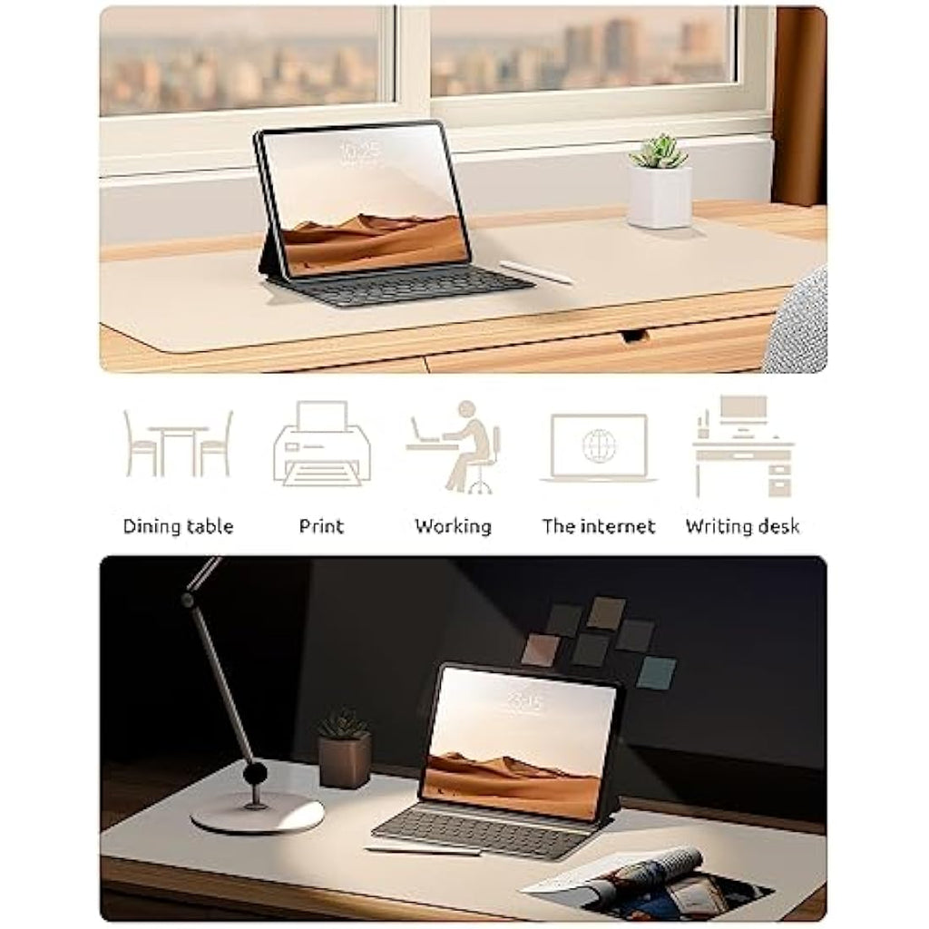 YSAGi Leather Desk Mat - Non-Slip Waterproof PU Desk Pad, Beige