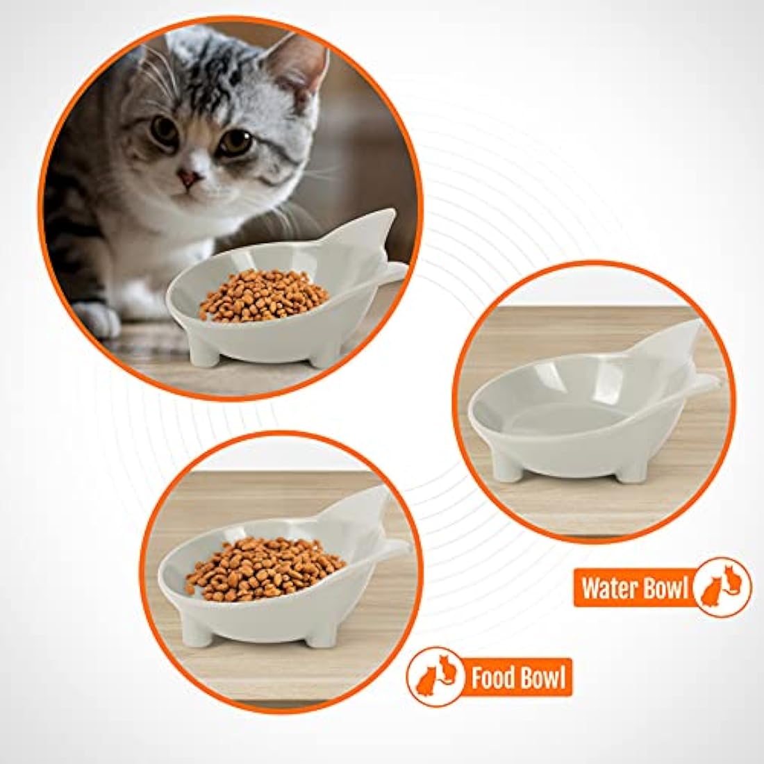 Cotill Cat Bowls – Set of 3 Non-Toxic Melamine Anti-Slip Pet Feeders