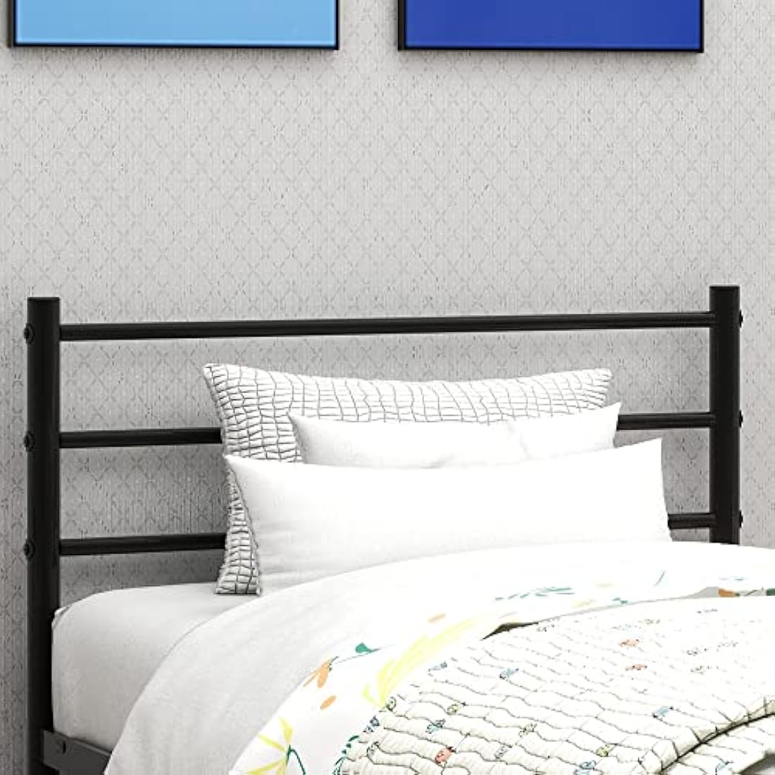 Diahomy 3ft Single Metal Platform Bed Frame with Headboard - Black