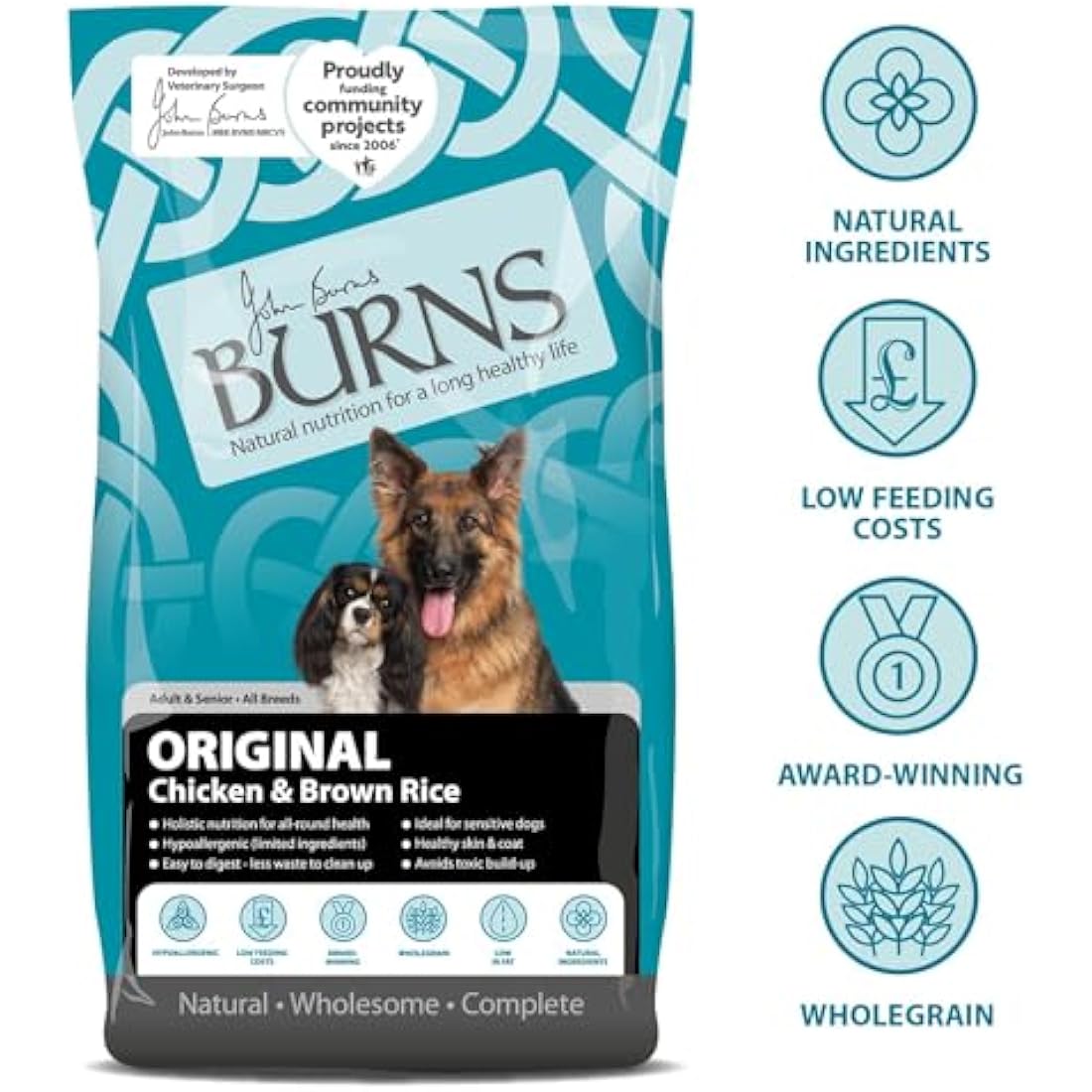 Burns Hypoallergenic Dry Dog Food – Chicken & Brown Rice – 12kg